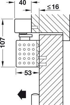 Obentürschließer, Dormakaba TS 93 B EMF im Contur Design, mit Gleitschiene und elektromechanischer Feststellung, EN 2–5