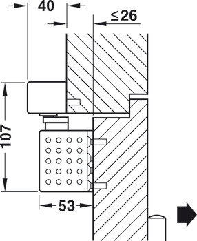 Obentürschließer, Dormakaba TS 93 G EMF im Contur Design, mit Gleitschiene und elektromechanischer Feststellung, EN 2–5