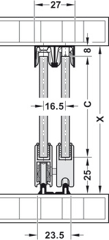 Laufwerk, Häfele Slido F-Line14 25A, Infront, zum Einschieben und Verspannen