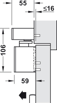 Obentürschließer, Dormakaba TS 98 XEA GSR-EMR2, mit Gleitschienen, elektromechanischer Feststellung und integrierter Rauchmeldezentrale, für 2-flügelige Türen, EN 1–6