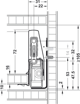Schubkasten-Garnitur, Häfele Matrix Box P35, Zargenhöhe 92 mm, Tragkraft 35 kg