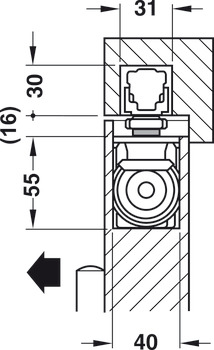 2-flügelige Türschließer-Garnitur mit Gleitschiene, Dormakaba ITS 96  FL GSR mit 4 mm verlängerater Achse, EN 3–6, verdeckt liegend