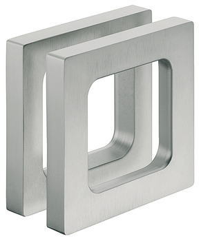 Schiebetür-Muschelgriff, Aluminium, beidseitig, quadratisch, für Glastüren